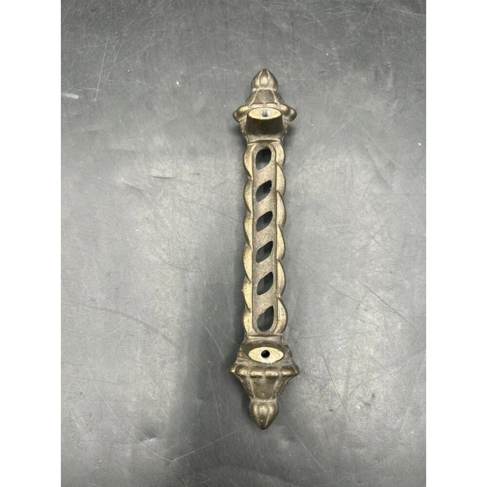 Vintage N3391 Brass Drawer Pull 4” Centers 7” Ornate Twisted Dresser Handle